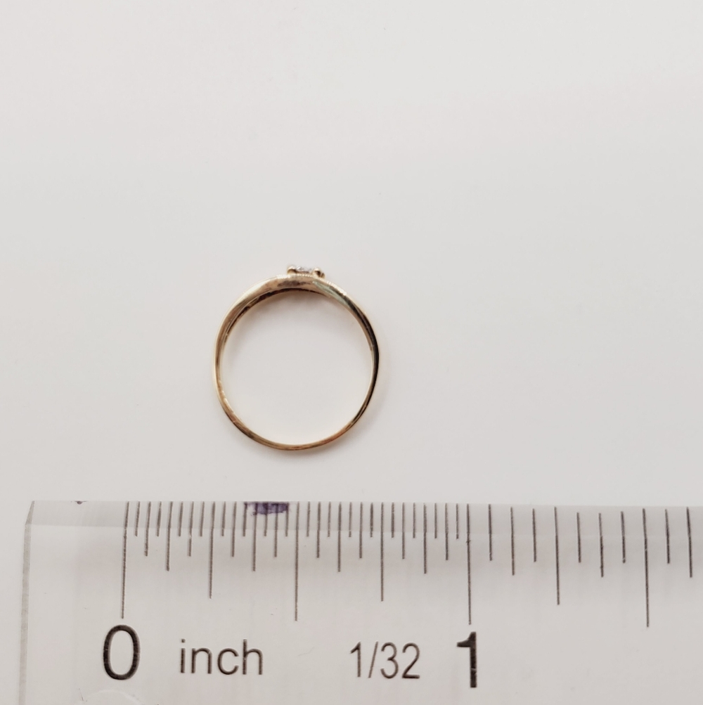 10K Yellow Gold Scroll Diamond Accent Ring - Tiny Baby Ring Knuckle Ring - Picture 7 of 11